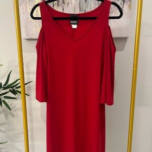 MSK Women's Vibrant Red Cold Shoulder Dress